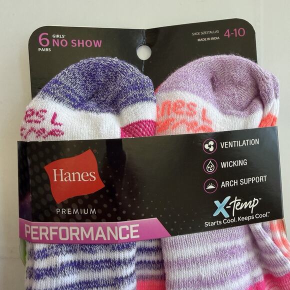 New HANES (12 Pair) Premium Performance No Show X-temp Socks Girls Size 4-10 - Picture 3 of 6